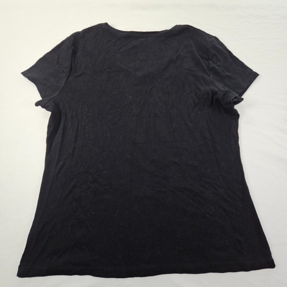 Croft & Barrow Black Short Sleeve Cotton V-Neck T-Shirt Women's L - Picture 2 of 6